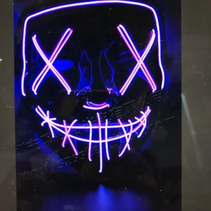 HALLOWEEN PURPLE LIGHT UP FACE MASK party, rave, concert, glow, fancy dress - Bild 1 von 4
