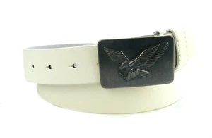 Cintura uomo donna fibbia accoppiata aquila bianca larghezza 3,2 cm HRG101 - Foto 1 di 5