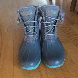 Sperry Top-Sider Duck Stiefel grau wasserdicht Gummi Salzwasser Regen Damengröße 6 - Bild 1 von 12