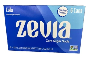 Zevia Cola Non-GMO Naturally Flavored Zero Sugar Soda Pop 6 pack - Picture 1 of 1