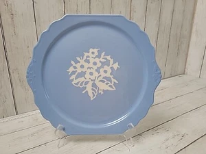 Vintage Cameo Ware Harker Blue White Flower Ceramic 12" Dinner Plate Made U.S.A - Picture 1 of 4
