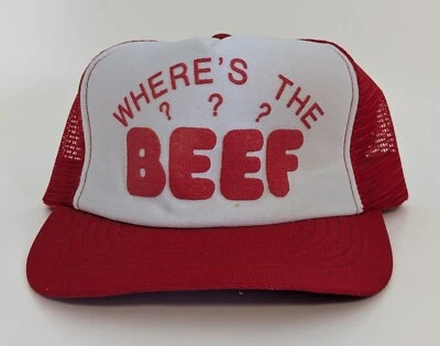 Vintage Where's The Beef Snapback Mesh Trucker Hat Adjustable  - Image 1 of 4