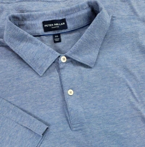 PETER MILLAR Collection Geometric Pique Polo Shirt 2XL Light Blue Short Sleeve - Picture 1 of 11