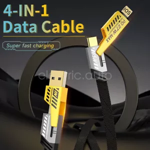 4 in 1 Multi Fast Charger Data Cord Cable Charging USB to IOS USB Charger PD27W - Picture 1 of 16