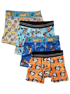 Naruto Boys Blue & Orange 4-Pack Athletic Stretch Underwear Boxer Briefs - Picture 1 of 2