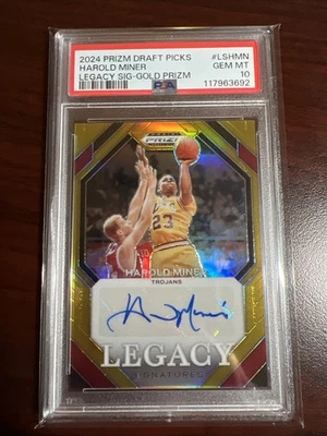 2024-25 Prizm Draft Picks Harold Miner Legacy Auto SP LS-HMN Gold /10 PSA 10 - Image 1 of 2