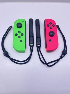 Nintendo Switch Joy Cons Pair. Green & Neon Pink VGC - Picture 1 of 5