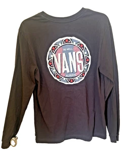 Camiseta para hombre talla grande Vans manga larga negra estampado gráfico cuello redondo algodón - Imagen 1 de 3