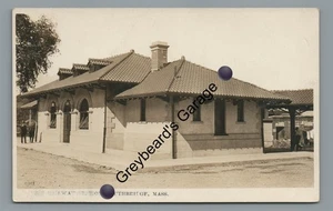 RPPC Railroad Train Station Depot SOUTHBRIDGE MA Real Photo Postcard - Picture 1 of 2