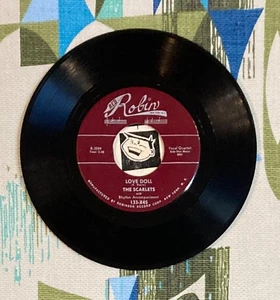The Scarlets 45 Love Doll / Darling I'm Yours 1954 R&B Doo Wop Red Robin VG+ - Foto 1 di 2