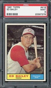 1961 Topps #418 Ed Bailey PSA 9 Cincinnati Reds - Imagen 1 de 1