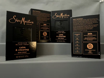 4 упаковки SheaMoisture успокаивающее и очищающее африканское черное барное мыло, увлажняющее мыло ши, 8 унций - Изображение 1 из 4