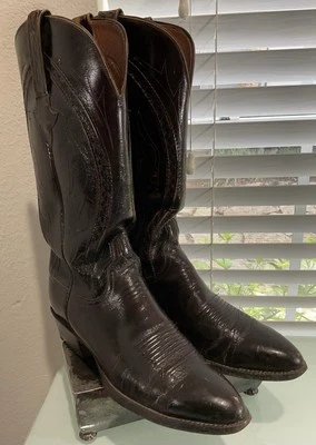 Lucchese Black Cherry Brush Off Goat Leather Western Cowboy Boots Sz -8.5 B- USA - Image 1 of 4