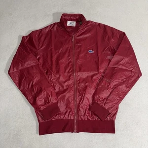Vintage IZOD Lacoste Windbreaker Bomber Nylon Jacket Small Burgundy Preppy 80s - Picture 1 of 9