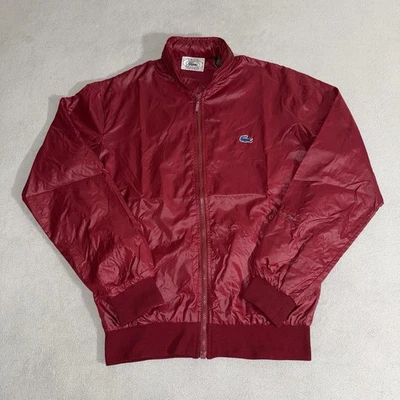 Vintage IZOD Lacoste Windbreaker Bomber Nylon Jacket Small Burgundy Preppy 80s - Image 1 of 4