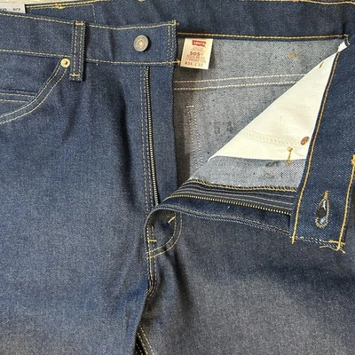 Rare Deadstock LEVIS 505 Jeans Men 34x33 Orange Tab USA Made Raw Denim NOS - Image 1 of 4