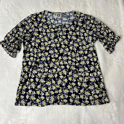 Blusa Camisa Anne Klein Estampado Floral Manga Corta Negocios Informal Suelta Mediana Foto 1 de 4