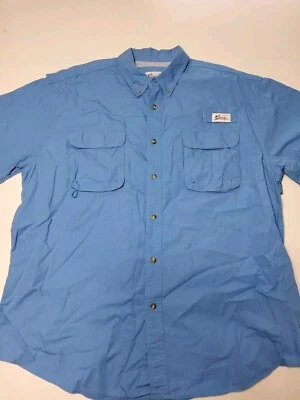 Рубашка спортивная мужская World Wide XXL синяя с коротким рукавом вентилируемая для рыбалки - Изображение 1 из 4