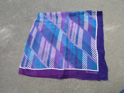 Bufanda vintage BILL BLASS púrpura turquesa rayas seda 30" cuadrada delicada Foto 1 de 4