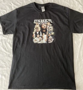 Usher Vintage style Collage Rap Tee Unisex Black Size M NWT - Picture 1 of 6