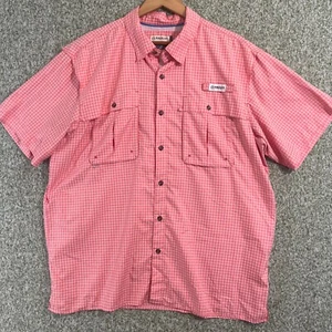Magellan Shirt Men XL Fish Gear Orange Window Pane Check Vented Fishing Outdoor - Picture 1 of 8