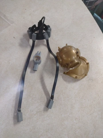 Vintage Hasbro GI Joe Deep Sea Divers Helmet Lot: Compass, Weighted Diving Belt Cover