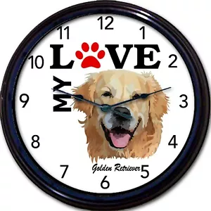 Golden Retriever Hund Welpe Wanduhr I Love My Golden Canine Dogs Neu 10 Zoll - Bild 1 von 1