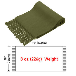 Men's Oversized Scarf Olive Green Solid Plain Shawl and Wrap Winter Warm Blanket