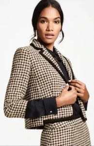 NUEVO SIN ETIQUETAS. Chaqueta de tweed recortada Brooks Brothers para mujer marrón dama talla 8P - Imagen 1 de 7