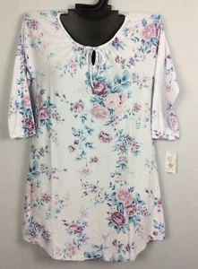 NUEVO CON ETIQUETAS BLANCO FLORAL Shabby Chic Mujer Microfibra Vestido de Noche Pijama Camisa para Dormir - Imagen 1 de 11
