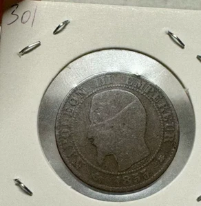 France 5 Centimes 1855 Napoleon III KM#777.3 Bronze 25mm - Picture 1 of 3