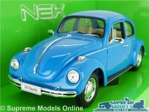 VW VOLKSWAGEN BEETLE MODEL CAR 1:24 SCALE BLUE 60'S 70'S WELLY OPENING PARTS K8 - Picture 1 of 6