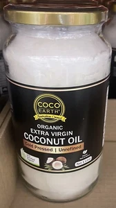Coco Earth ORGANIC Extra Virgin COCONUT OIL 1L COLD PRESSED/Unrefined - Picture 1 of 3