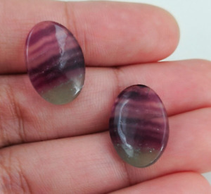 Natural Fluorite Flat Oval Matched Pair Loose Gemstones Perfect for Jewelry