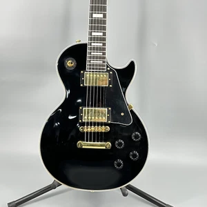 Guitarra Eléctrica Chibson Negra LP Parte Dorada Diapasón Incrustado Pastilla 2H Cuerpo Sólido - Imagen 1 de 14