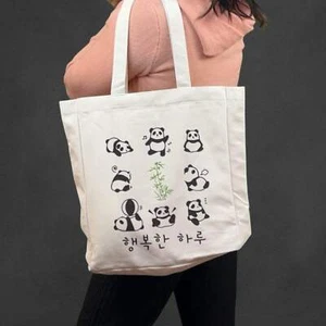 Panda Tasche für Damen - Öko Flanelltasche mit Reißverschluss & Tasche - Bild 1 von 9