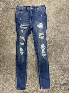 Hollister Womens High Rise Stretch Pockets Distressed Blue Skinny Jeans Size 3R - Picture 1 of 3