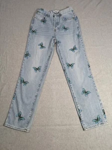 Jeans Pacsun Dad donna stampa farfalla gamba dritta lunghezza intera bottoni taglia 26 - Foto 1 di 12