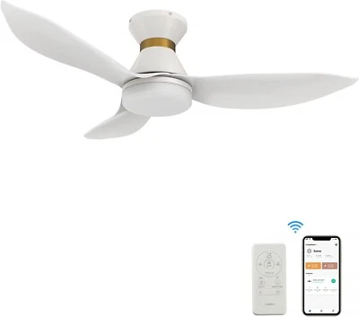 Arterki 45" Low Profile Ceiling Fan with Light White Ceiling Fan With Light Outd - Image 1 of 4