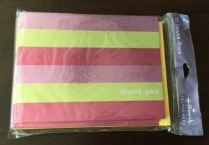 Punze Dankeskarten 10 Stück leer Briefpapier bunt gold & rosa Streifen - Bild 1 von 9