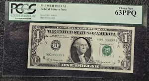 $1 Near Solid Serial Number FRN Highi Serial Number 9s UNCIRCULATED PGC 63 - Picture 1 of 2