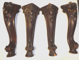 Antique Vintage Wood Carved Piano Legs Salvage Repurpose or Reuse SET of 4 - Picture 1 of 24