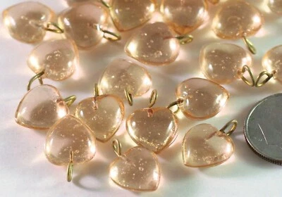 Dije, Corazón, 100 Cristal Rosa Melocotón Transparente 10mm Gota con Lazos * Foto 1 de 3