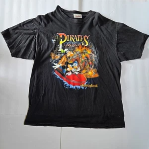 Vintage 90s Disneyland Pirates of the Caribbean T-Shirt L/XL Mickey Goofy Donald - Picture 1 of 9