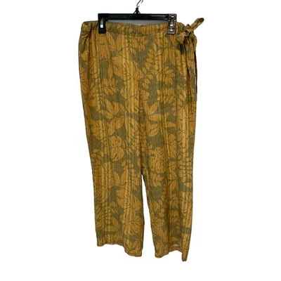 Calça Capri Havaiana de Seda Tommy Bahama Tamanho 8 Tropical Cottagecore Laço Lateral  - Imagem 1 de 4