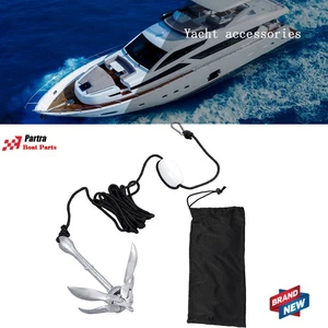 New Fit For Small Boats Canoe Paddle Boards Folding Anchor Set 5.5LB White USa - Picture 1 of 18