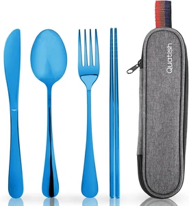 Travel Utensils with Case, Quatish Portable Silverware Set for Work - Picture 1 of 12