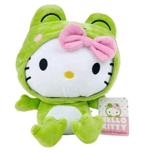 HELLO KITTY PLUSH NEW OFFICIAL 10" KAWAII KINGDOM SOFT TOY WITH FROG OUTFIT 25CM - Picture 1 of 8