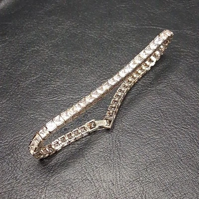 Pulsera Tenis Vintage Monet Estrás Transparente Tono Plata. 16.561 Foto 1 de 4