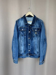 Philipp Plein Casino Denim Jacket Mens Size M Big Logo Cotton Blue Long Sleeve - Picture 1 of 15